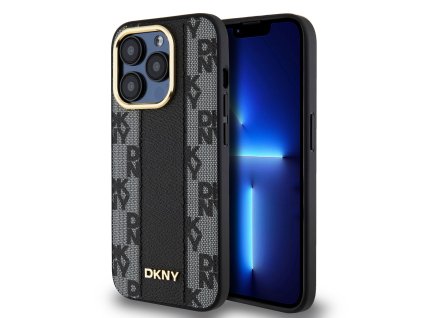 DKNY PU Leather Checkered Pattern Magsafe Zadní Kryt pro iPhone 15 Pro Max Black