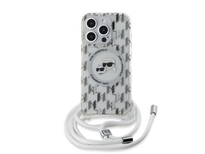Karl Lagerfeld IML Monogram Crossbody K&CH Heads MagSafe Zadní Kryt pro iPhone 15 Pro Max Transparent
