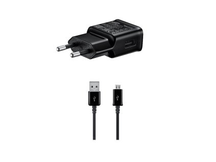 EP-TA200EBE + ECB-DU4EBE Samsung 15W Cestovní nabíječka + microUSB Datový Kabel Black (OOB Bulk)
