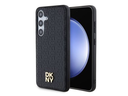 DKNY PU Leather Repeat Pattern Stack Logo Magsafe Zadní Kryt pro Samsung Galaxy S24+ Black
