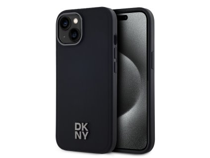 DKNY PU Leather Stack Logo Magsafe Zadní Kryt pro iPhone 15 Black