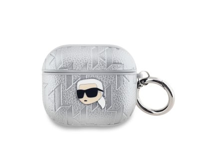Karl Lagerfeld PU Embossed Karl Head Pouzdro pro AirPods 3 Silver