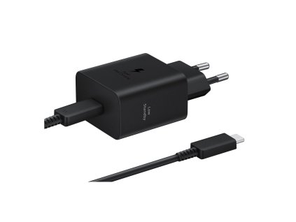EP-T4511XBE Samsung USB-C 45W Cestovní nabíječka + USB-C Datový Kabel Black