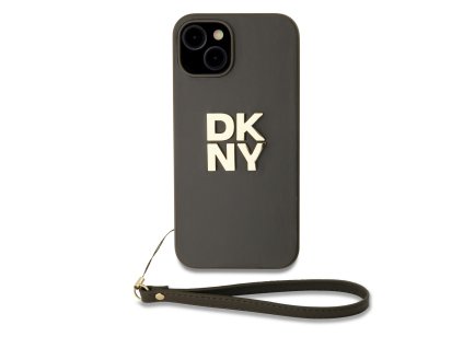 DKNY PU Leather Stack Logo Wrist Strap Zadní Kryt pro iPhone 15 Green