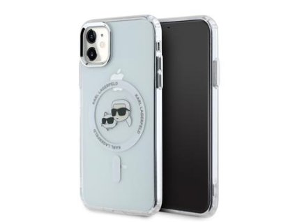 Karl Lagerfeld IML K&CH Heads Metal Frame MagSafe Zadní Kryt pro iPhone 11 Transparent