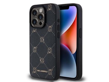 Karl Lagerfeld PU Karl Heads Pattern Magsafe Zadní Kryt pro iPhone 15 Pro Max Black