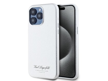 Karl Lagerfeld Grained PU Hotel RSG Zadní Kryt pro iPhone 15 Pro Grey