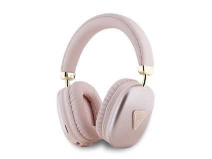 Guess Saffiano PU Leather Triangle Logo Bezdrátová Sluchátka Pink