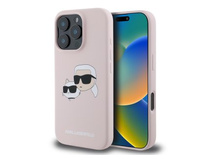 Karl Lagerfeld Liquid Silicone Double Heads MagSafe Zadní Kryt pro iPhone 16 Pro Max Pink