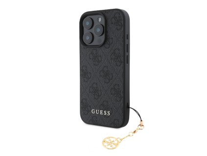 Guess 4G Charm Zadní Kryt pro iPhone 16 Pro Tone on Tone Grey