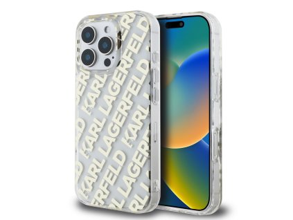 Karl Lagerfeld IML Electroplated Repeated Logo Zadní Kryt pro iPhone 16 Pro Max Gold
