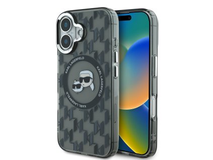 Karl Lagerfeld IML Monogram K&CH Heads MagSafe Zadní Kryt pro iPhone 16 Black
