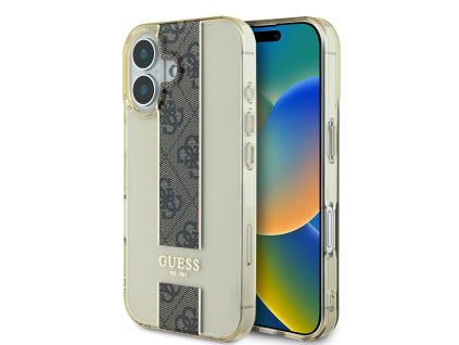Guess IML Middle 4G Stripe Zadní Kryt pro iPhone 16 Brown