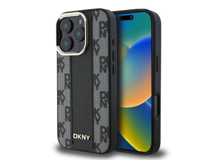DKNY PU Leather Checkered Pattern Magsafe Zadní Kryt pro iPhone 16 Pro Max Black