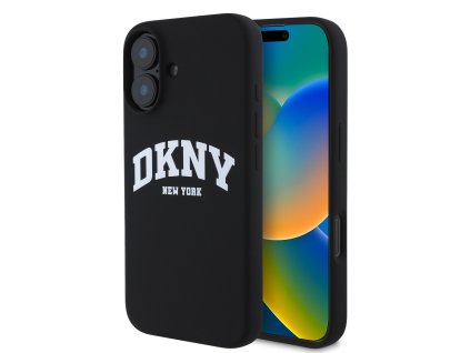 DKNY Liquid Silicone Arch Logo MagSafe Zadní Kryt pro iPhone 16 Plus Black