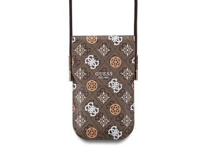 Guess PU 4G Peony Multicolor Taška na Telefon Brown
