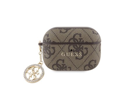 Guess 4G Script PC/PU Charm Pouzdro pro AirPods Pro 2 Brown
