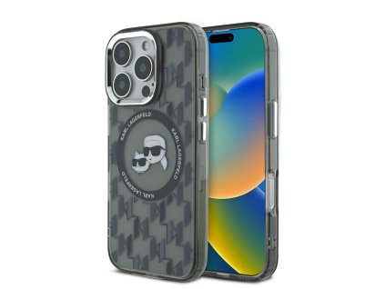Karl Lagerfeld IML Monogram K&CH Heads MagSafe Zadní Kryt pro iPhone 16 Pro Black