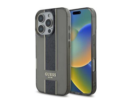 Guess IML Middle 4G Stripe Zadní Kryt pro iPhone 16 Pro Black