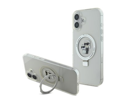 Karl Lagerfeld Ringstand Karl and Choupette MagSafe Zadní Kryt pro iPhone 16 Plus White
