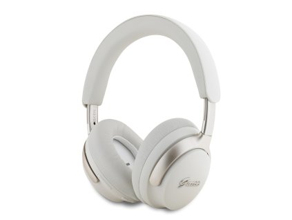 Guess PU Leather Script Logo ANC/ENC Bezdrátová Sluchátka White
