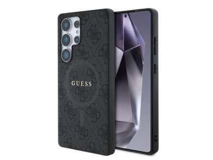 Guess PU Leather 4G Colored Ring MagSafe Zadní Kryt pro Samsung Galaxy S25 Ultra Black