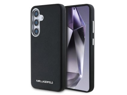 Karl Lagerfeld PU Saffiano Metal Logo and Frame Zadní Kryt pro Samsung Galaxy S25+ Black