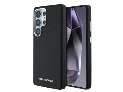 Karl Lagerfeld PU Saffiano Metal Logo and Frame Zadní Kryt pro Samsung Galaxy S25 Ultra Black