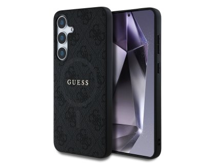 Guess PU Leather 4G Colored Ring MagSafe Zadní Kryt pro Samsung Galaxy S25 Black
