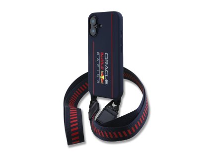 Red Bull Silicone Vertical Logo MagSafe Zadní Kryt + Crossbody Popruh pro iPhone 16 Navy