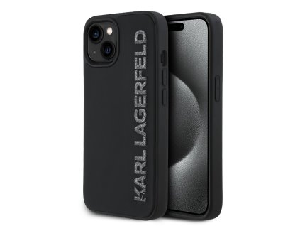 Karl Lagerfeld 3D Rubber Glitter Logo Zadní Kryt pro iPhone 13 Black