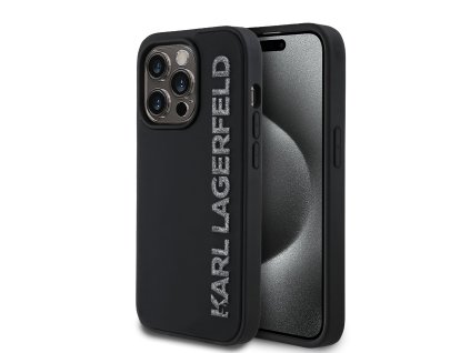 Karl Lagerfeld 3D Rubber Glitter Logo Zadní Kryt pro iPhone 13 Pro Black
