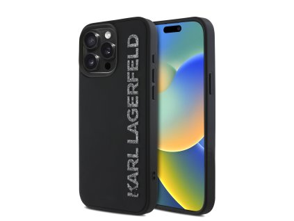 Karl Lagerfeld 3D Rubber Glitter Logo Zadní Kryt pro iPhone 15 Pro Black