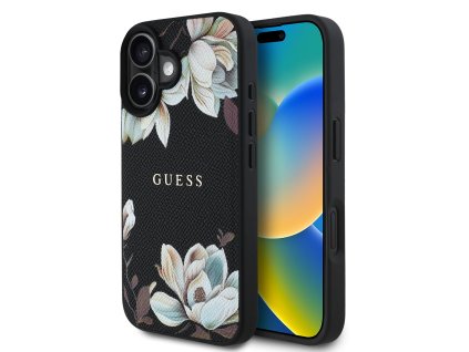 Guess PU Grained Magnolia MagSafe Zadní Kryt pro iPhone 16 Black