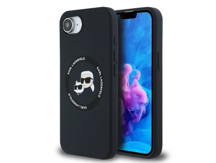 Karl Lagerfeld Liquid Silicone K&CH Heads MagSafe Zadní Kryt pro iPhone SE4 Black