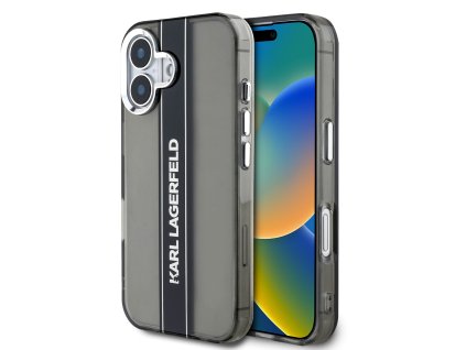 Karl Lagerfeld IML Stripe Logo Zadní Kryt pro iPhone 16 Black