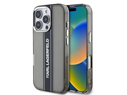Karl Lagerfeld IML Stripe Logo Zadní Kryt pro iPhone 16 Pro Max Black