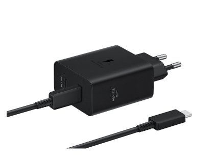 EP-T5020XBE Samsung Dual USB-C 50W Cestovní nabíječka + USB-C Datový Kabel Black
