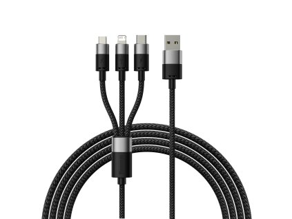Baseus StarSpeed 3v1 Fast Charging Datový Kabel USB-A - USB-C/Lighting/MicroUSB 20W 3.5A 1.2m Black