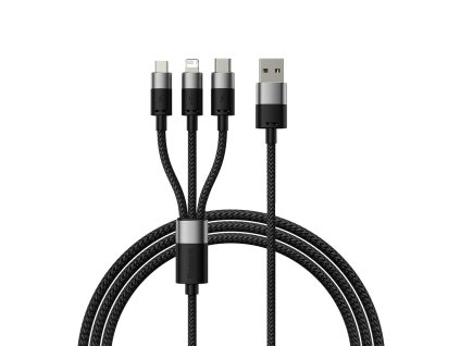 Baseus StarSpeed 3v1 Fast Charging Datový Kabel USB-A - USB-C/Lighting/MicroUSB 20W 3.5A 0.6m Black