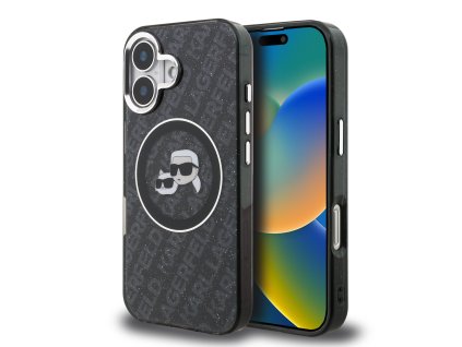 Karl Lagerfeld IML K&CH Heads Repeated Logo MagSafe Zadní Kryt pro iPhone 16 Black