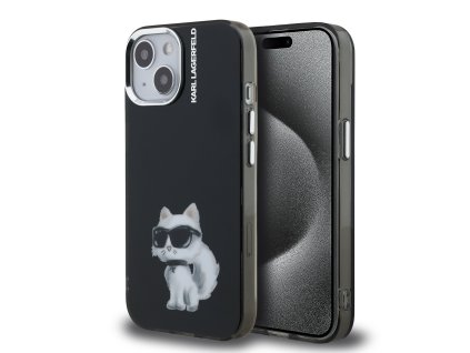 Karl Lagerfeld IML Aquarelle Choupette Zadní Kryt pro iPhone 15 Black