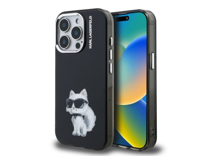 Karl Lagerfeld IML Aquarelle Choupette Zadní Kryt pro iPhone 15 Pro Max Black