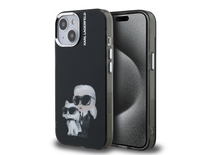 Karl Lagerfeld IML Aquarelle Karl and Choupette Zadní Kryt pro iPhone 15 Black