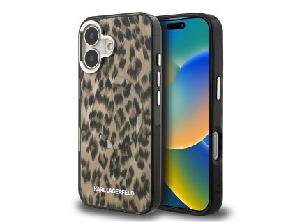 Karl Lagerfeld IML Leopard MagSafe Zadní Kryt pro iPhone 16 Brown