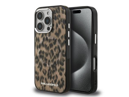 Karl Lagerfeld IML Leopard MagSafe Zadní Kryt pro iPhone 16 Pro Max Brown