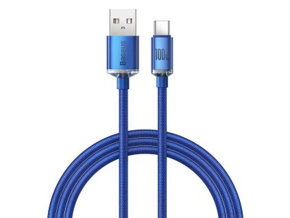 Baseus CAJY000403 Crystal Shine Series Datový Kabel USB - USB-C 100W 1,2m Blue