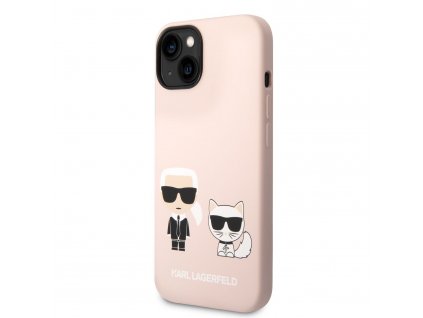 Karl Lagerfeld and Choupette Liquid Silicone Zadní Kryt pro iPhone 14 Plus Pink