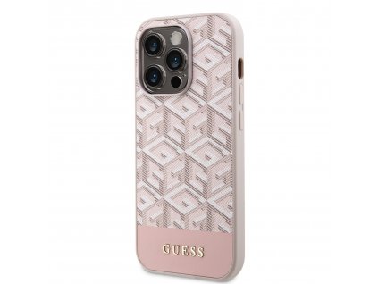 Guess PU G Cube MagSafe Zadní Kryt pro iPhone 13 Pro Pink