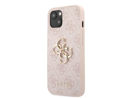 Guess PU 4G Metal Logo Zadní Kryt pro iPhone 13 Pink